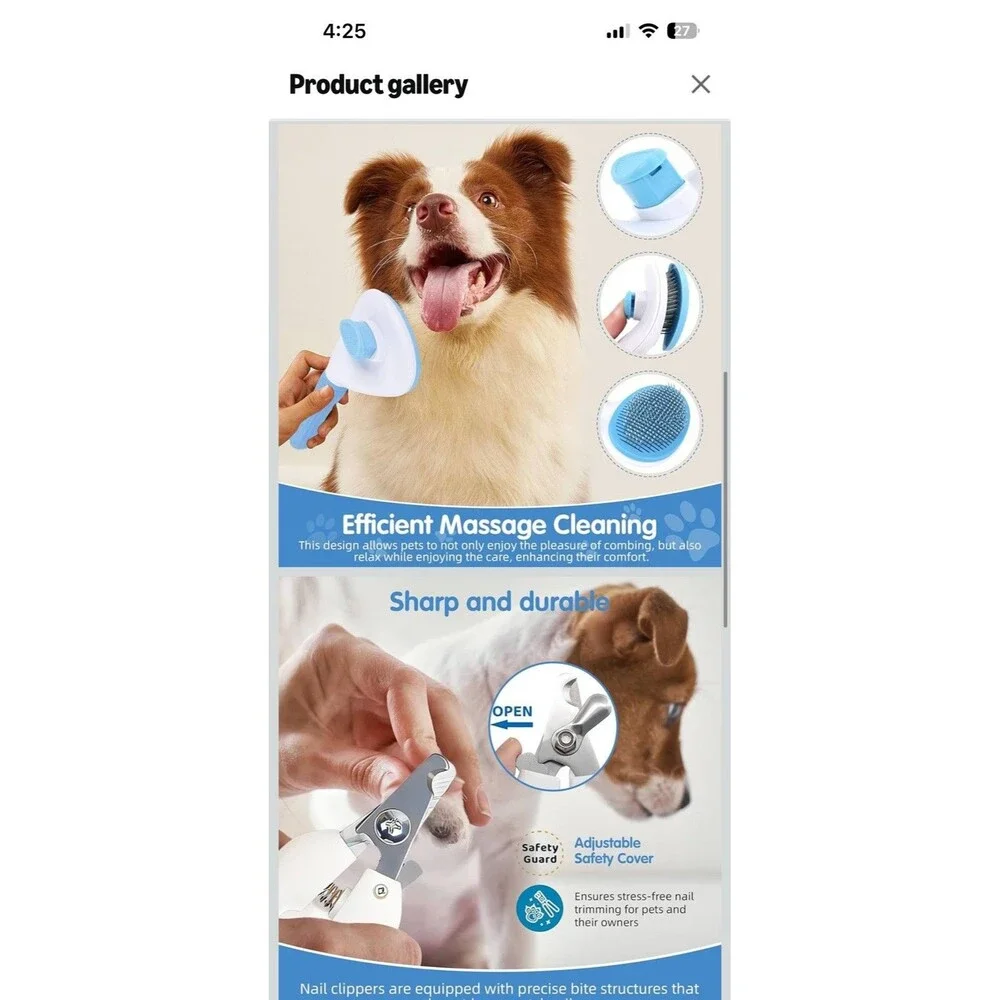 Pet Grooming Brush Nail Clipper FileFor Pet, Stainless Steel,NEW